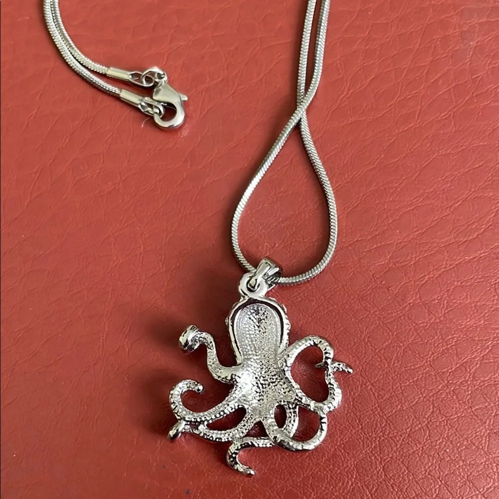 Silver Octopus Pendant Necklace - Picture 3 of 3